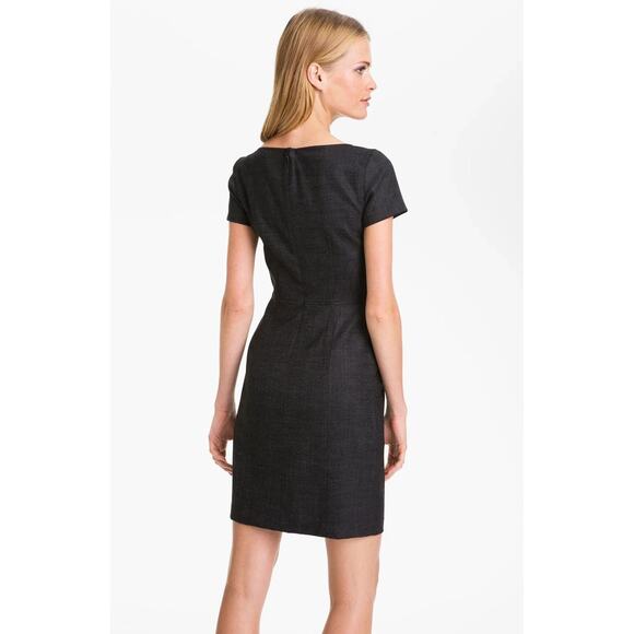 Theory Dress Nuriana Raetia Stretch Wool Dark Gray Sheath Short Sleeve 4 S - Picture 4 of 11